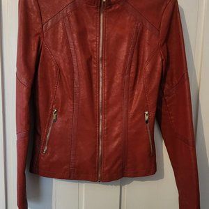 LA Coalition Red Faux Leather Motorcycle Jacket